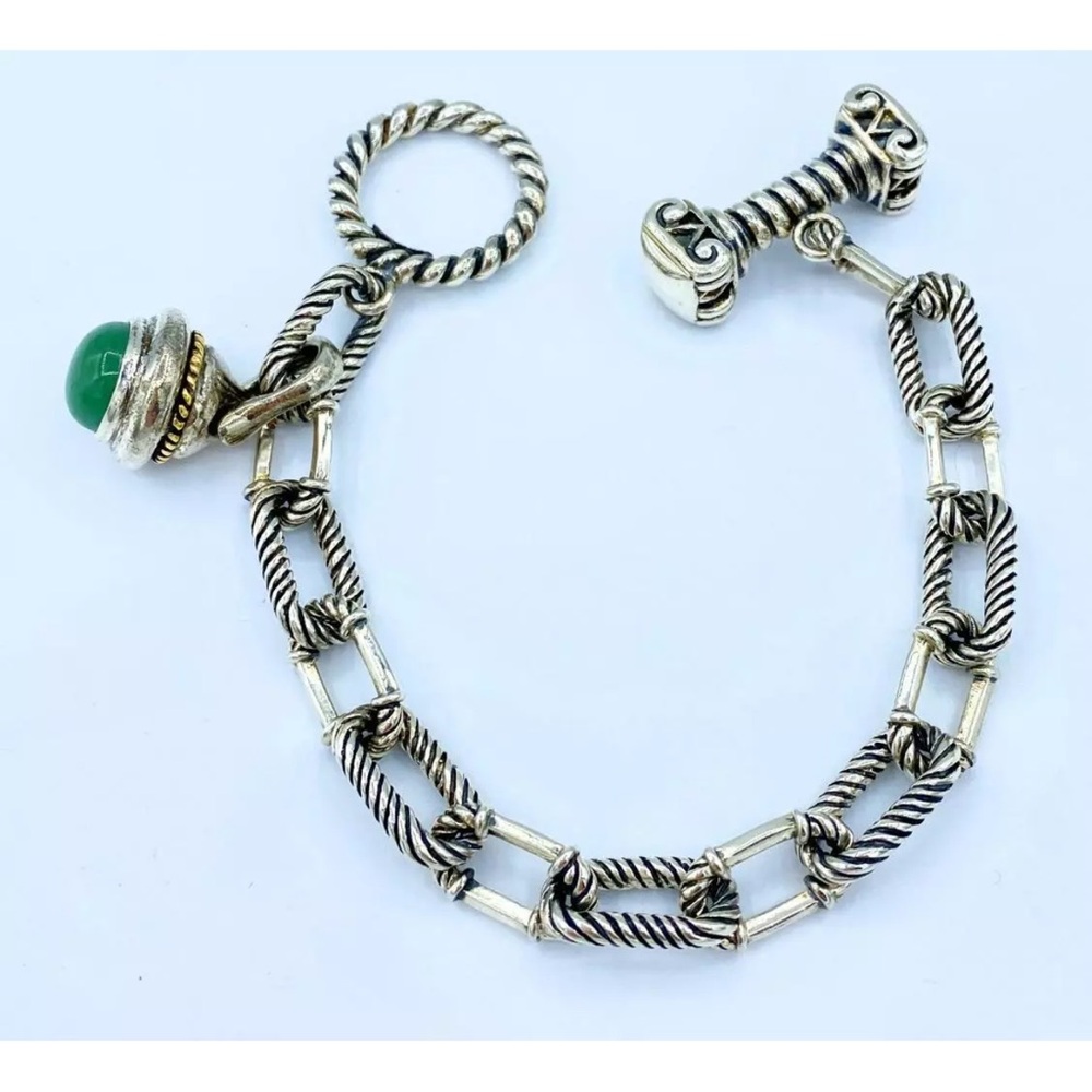 Samuel Benham Sterling Silver & 14kt gold Link Style  Toggle Bracelet
